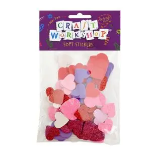 Stickers Soft Glittery Hearts (72pc)