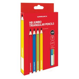 HB jumbo triangular pencils in a pack of 12